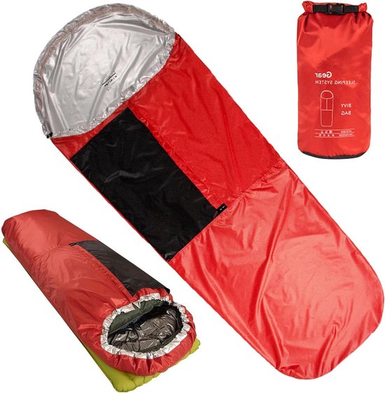 Slaapzakhoes - Thermoslaapzak - Outdoor Kamperen - Vochtbestendig Schild - 85 x 200 cm - Zwart Rood