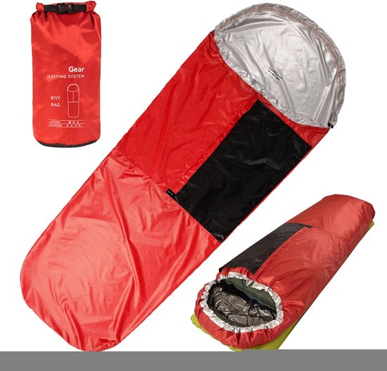 Slaapzakhoes - Thermozak Beschermhoes - Outdoor Kamperen - Warmte Reflecterende Coating - 85 x 220 cm - Zwart Rood