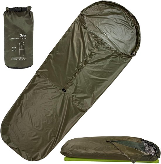Slaapzakhoes Waterdicht - Camping Organizer - Outdoor Bescherming - Verbeterde Isolatie - 85x220cm - Legergroen