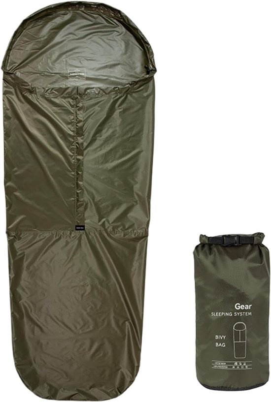 Slaapzakhoes Waterdicht - Outdoor Beschermhoes - Kamperen en Reizen - Geïsoleerd en Ademend - 85x220 cm - Legergroen