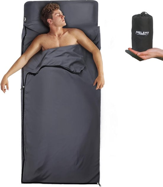 Slaapzakken, XL ultralichte slaapzakvoering voor backpacken, hostels, reizen en berghutten, met volledige rits/geen rits van KingCamp