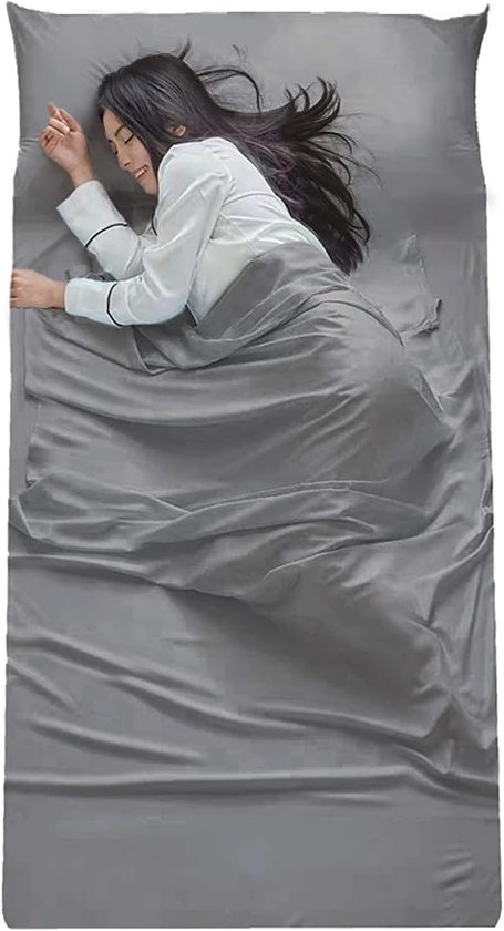 Slaapzaklaken - 75 x 210 cm - Ultralicht slaapzaklaken - Comfortabel en lichtgewicht reislaken, geschikt voor kamperen, wandelen, hotels, treinen en hostels - Grijs