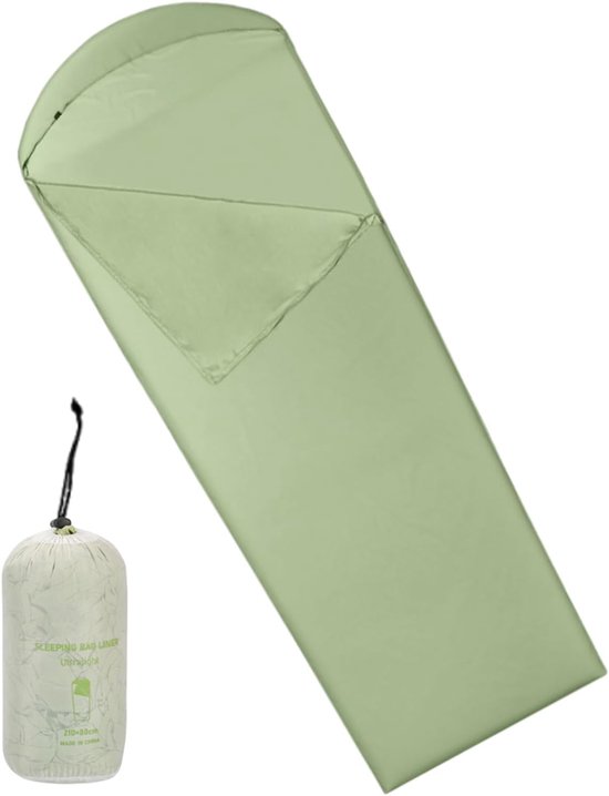Slaapzaklaken voor Volwassenen - Nachttas Outdoor - Kamperen en Reizen - Lichtgewicht en Draagbaar - 210 x 80 cm - Groen