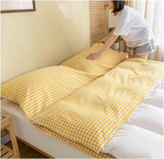Slaapzakvoering Katoen - Reislaken Dekbed - Comfortabel Slapen - Huidvriendelijk Materiaal - 180x210cm - Geel