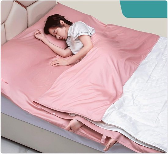 Slaapzakvoering Katoen - Reislaken Slaapzak - Comfortabel Reizen - Ademend Satijnweefsel - 180x210cm - Roze