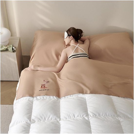 Slaapzakvoering Katoen - Reislaken Slaapzak - Kamperen Reizen - Ultralicht Ademend - 130x210cm - Bruin