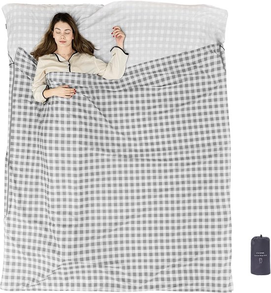 Slaapzakvoering Katoen - Reislaken Slaapzak - Kamperen Reizen - Volledige Ritssluiting - 221 x 109 cm - Dubbele Glen Plaid