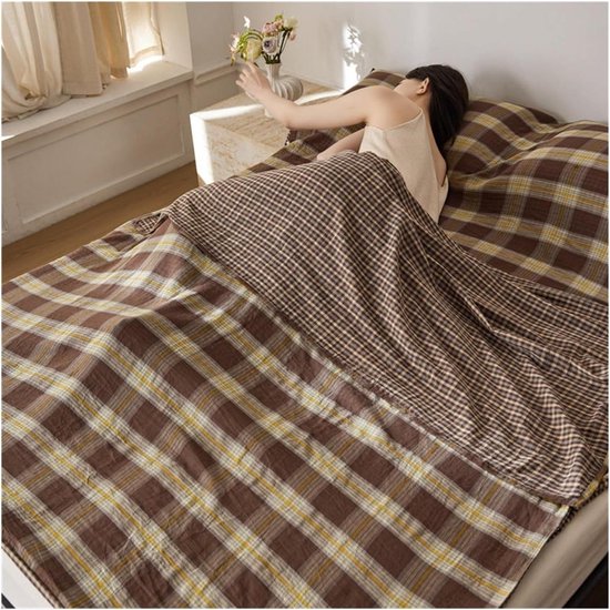 Slaapzakvoering Katoen - Reislaken Slaapzak - Schoon Reizen - Dubbellaags Gaas - 130x210cm - Koffie