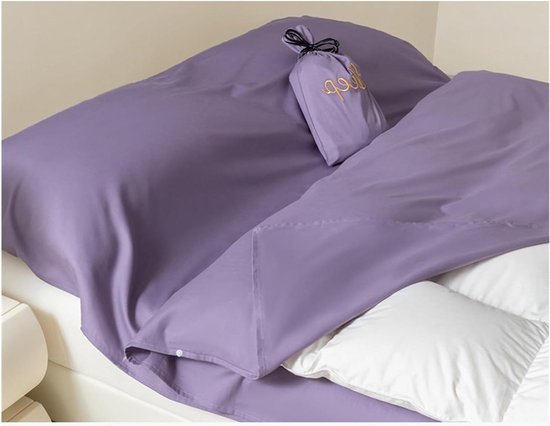 Slaapzakvoering Reislaken - Kampeerlaken Liner - Comfortabel Reizen - Zachte Ritssluiting - 160x210cm - Donkerpaars