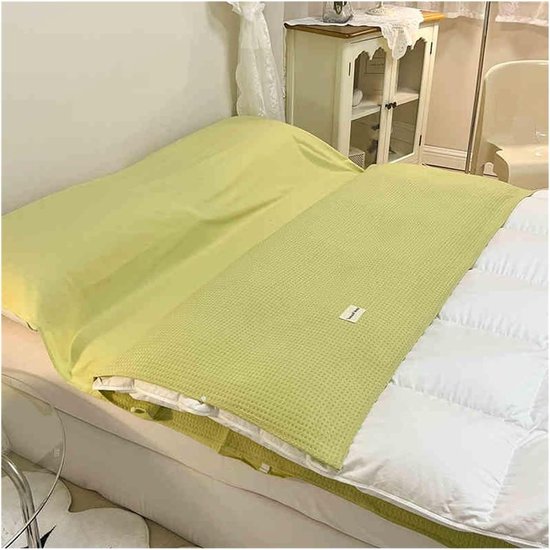Slaapzakvoering - Reislakens Campinglakens - Comfortabel Slapen - Klasse A Wafelstof - 120x210cm - Groen