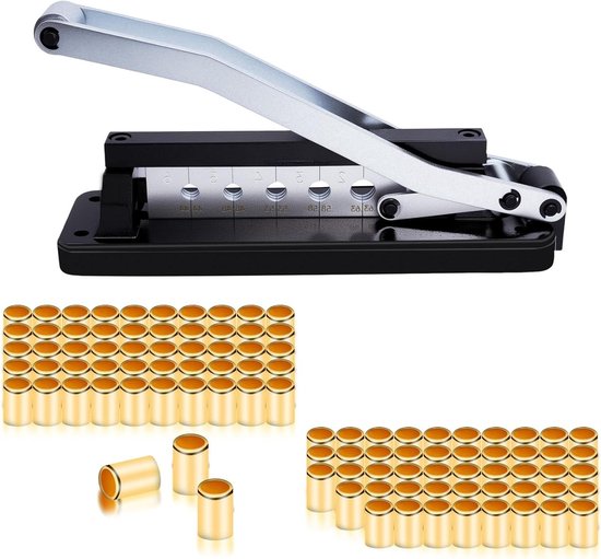 Slang Krimpgereedschap Kit - Luchtslang Reparatie - Professionele Slangreparaties - Gehard Stalen Matrijzen - 100 Adereindhulzen - Zwart van Merkloos