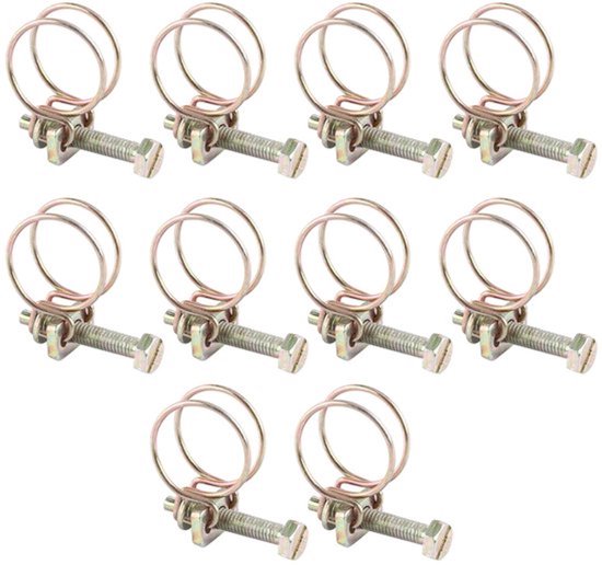 Slangklem 10pcs - RVS Dubbel Draad - Verstelbaar - Slangklemmen Set - Waterdicht - Gemakkelijk te Gebruiken - Slangenklem