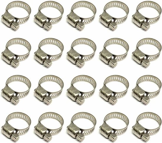 Slangklem - 20 stuks - Slang Koppeling Klem - Slangklemmen - Zilver - RVS - 10-16 mm (8 mm Breedte) - bescherming tegen roesten - voor auto, motorfiets, boot, aquarium, grasmaaier van Wovar
