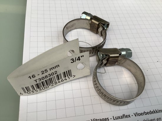 slangklem rvs-a2. 16-25mm. breed. 2 stuks. wvsa.nl.