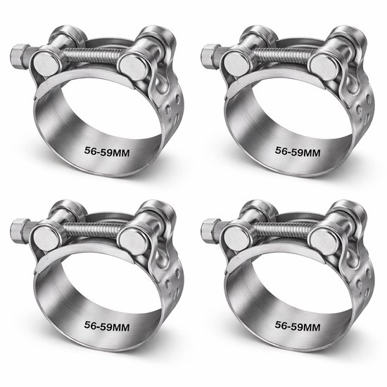 Slangklem RVS T-Bout Set 56-59mm - Maximale Klemkracht - Roestvrij & Duurzaam - Lekvrije Bevestiging - Voor Auto, Industrie & Slangen - T-Bolt Slangklemmen Heavy Duty