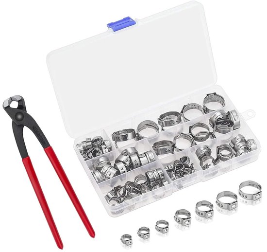 Slangklem Set RVS - Einoor Slangklemmen - Slang Bevestigingsringen - Voor Buizen & Slangen - Gereedschap - Volwassenen - Zilver - 6-21mm - 100 Stuks van Merkloos