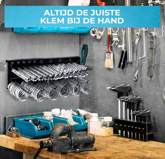 slangklem wandhouder set | 227 stukken | Inclusief beugel en schroevendraaier | Buisklem set | Verstelbare slangklemmen | Slangklem assortiment | Organizer Rack