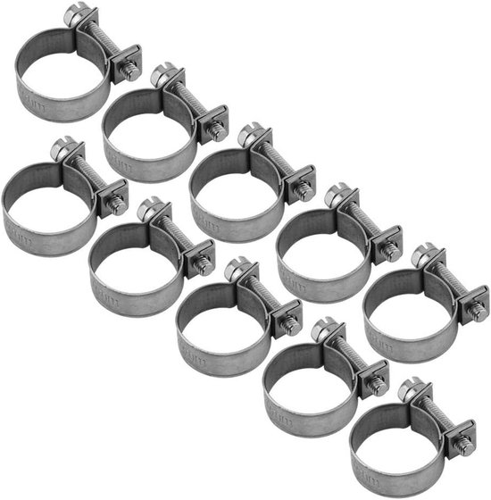 Slangklemmen 18-20mm - roestvrij staal 304 - zoutbestendig - ideaal voor slangenbevestiging - 10 stuks - Vemera