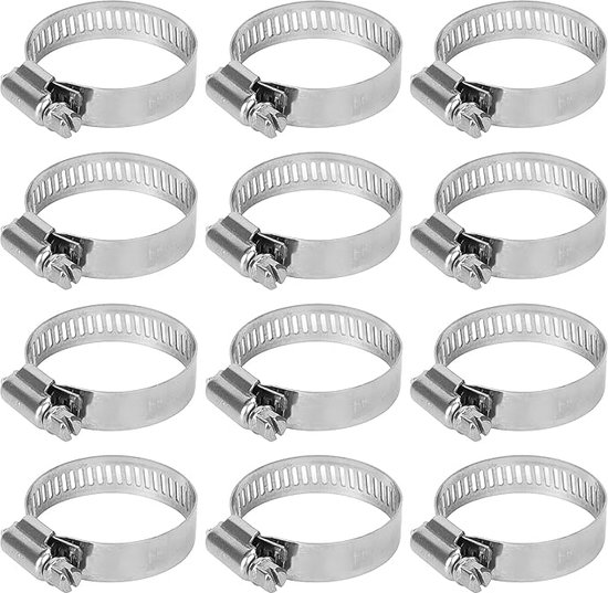 slangklemmen 21-44 mm - 12 stuks-slangklem van 304 roestvrij staal - sterke bescherming tegen roesten - hoogwaardige slangklemmen voor auto, motorfiets, boot, aquarium, grasmaaier van Merkloos