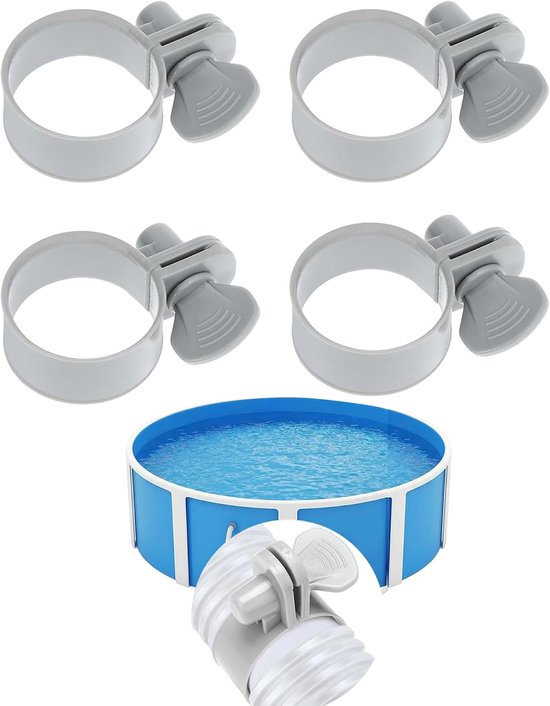 Slangklemmen 32-38 mm - Set van 4 zwembadslangklemmen - Verstelbare Zwembadslangklemmen - Sterke bevestigingsklem - Voor Zwembadslangen, filterpompslangen en tuinslangen