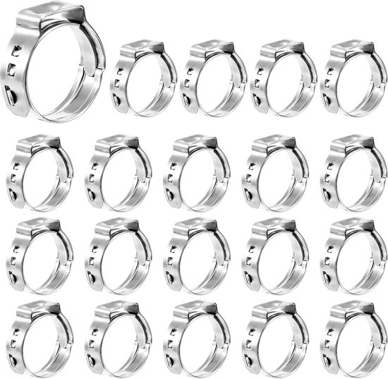 Slangklemmen Roestvrijstaal - Oorklemmen - Slangen Bevestigen - Eén Oor Ontwerp - 14-17 mm - Zilver
