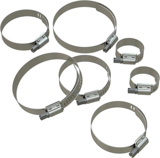 Slangklemmen RVS - Slangklem Set - Slangen Bevestigen - V2A Roestvrij Staal - 40-60 mm - Zilverkleurig