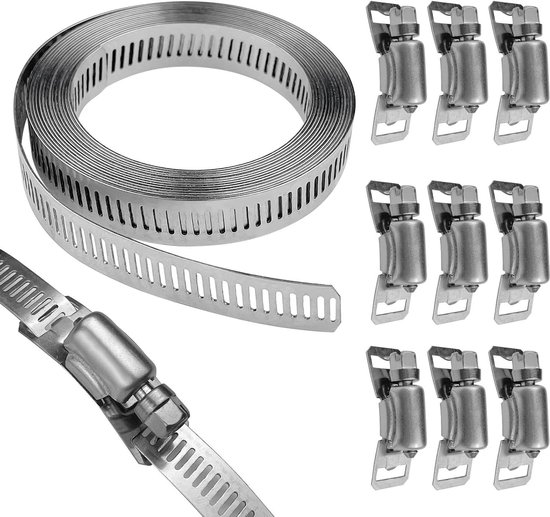 Slangklemmen set - 300 cm - 304 roestvrij staal - instelbare buisklemmen - waterleiding huis gasbuis - tank grote buis - wasmachine van Fixman