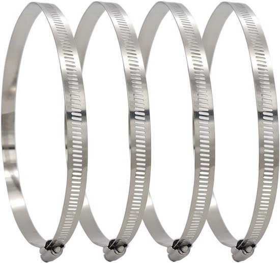 Slangklemmen Set - Klembanden RVS - Vaste Slangaansluitingen - Roestvrij Staal - 4 Stuks 141-165mm - Zilverkleurig