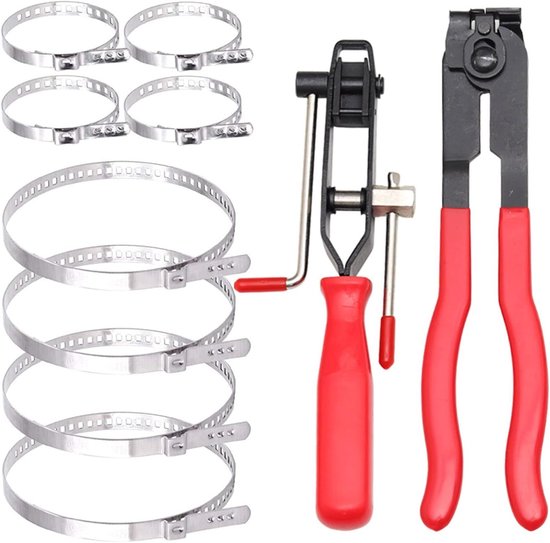 Slangklemmen Set - Klemmen Tang - Auto Reparatie - Universele Pasvorm - 10 stuks - Rood van Merkloos