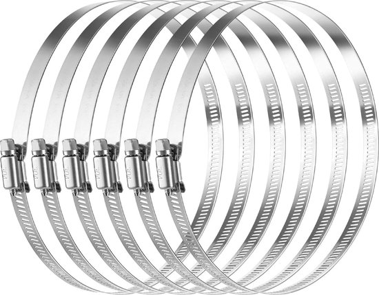 Slangklemmen Set - Ø141-165mm - 6 Stuks - Slangklemset - RVS slangklem - Slang Koppeling Klem - Jumboklem Groot - dubbele draad slangklem - verzinkt roestvrij staal - voor om de Tuinslang Afvoerslang of Doucheslang van Goodyear