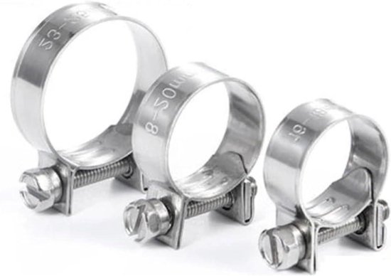 Slangklemmen Set - Slangenklemmen - Vaste Slangaansluitingen - Roestvrij Staal - 10 Stuks - Zilverkleurig