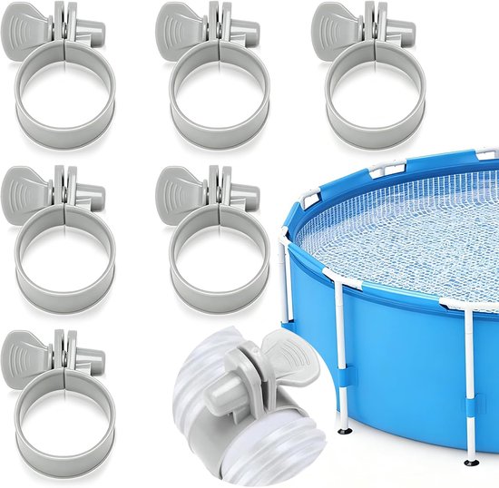 Slangklemmen voor zwembaden - set van 6 - 32-38 mm - verstelbare kunststof slangklemmen - voor zwembadslangen - slangklemmen voor filterpompen - zwembadslangklemmen - tuinslangklemmen