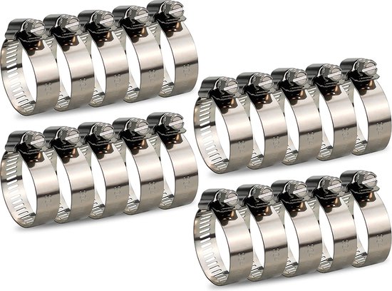 Slangklemset - 20 stuks - Slangklemmen - voor om de Tuinslang Afvoerslang of Doucheslang - RVS slangklem - Ø10-16mm - Slang Koppeling Klem van Gekufa
