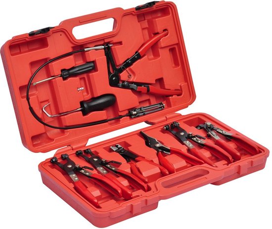 Slangklemtang Set - 9 delig slangenklemmen tang koffer set tangen auto slangklemmen tang van Merkloos