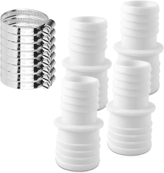 Slangverbinderadapter 32 mm naar 38 mm - Dubbele slangtule met slangklemmen - Zwembadslang adapter - 2-weg vervanging van Merkloos