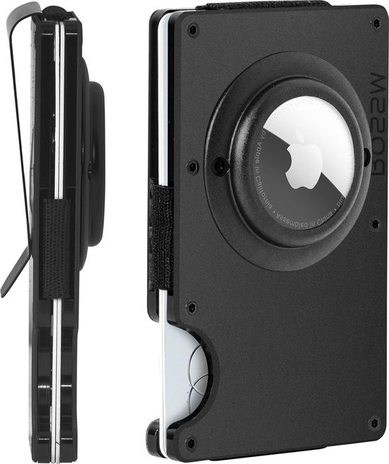 Slanke RFID-blokkerende minimalistische portemonnee voor heren - dunne portemonnee met voorvak, metalen geldriem en geldclip - Gesmede koolstofvezel Ember/Pacific AirTag - stijlvol en praktisch van Ekster
