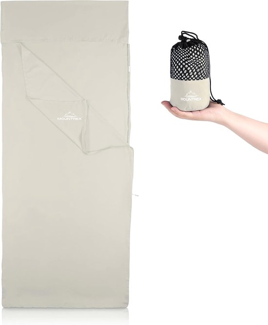 Sleeping Bag with Full Zip (220 x 90 cm) - Outdoor and Indoor Summer Sleeping Bag Inner Sleeping Bag - Small Pack Size & Especially Soft (Ecru) van Lumaland