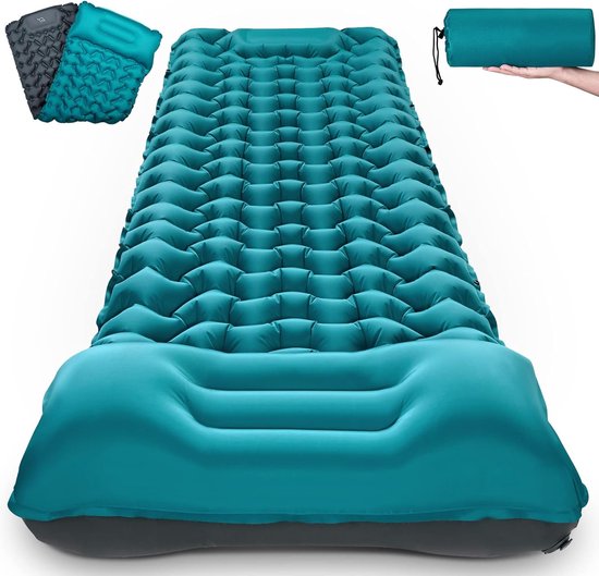 Sleeping Mat Camping Air Mattress Self-Inflating: Ultralight Outdoor Large Inflatable Mattress Thick Self-Inflating Sleeping Mat with Cushion Foldable Thermal ISO Mat for Tent Trekking Beach van Merkloos