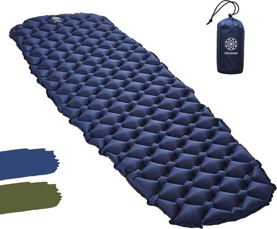 Sleeping mat small pack size inflatable air mattress - camping trekking backpacking van Merkloos