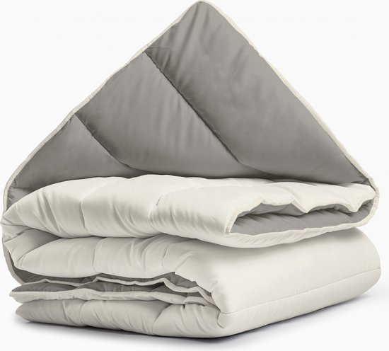 Sleeptime 2 in 1 Omkeerbare Dekbed - Dekbed zonder Overtrek - 200x200 - Creme/Kaki van Sleeptime