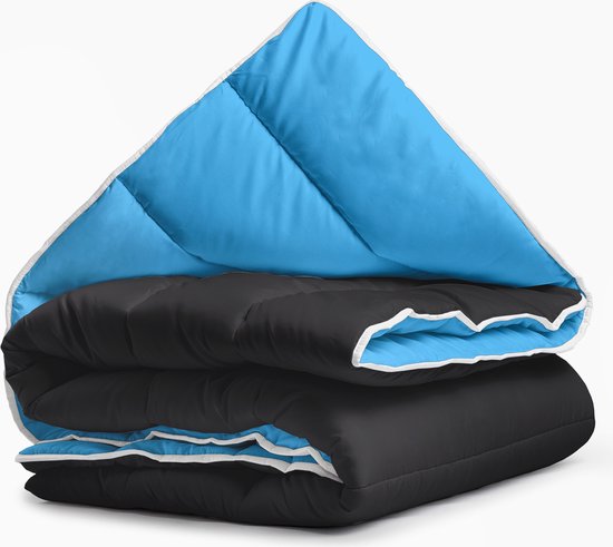 Sleeptime 2 in 1 Omkeerbare Dekbed - Dekbed zonder Overtrek + Gratis Kussenslopen - 200x200 - Zwart/Blauw van Sleeptime