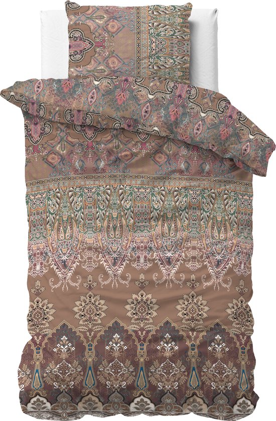 Sleeptime Berna Dekbedovertrek - 140X200/220 + 1 x kussensloop 60x70 - Bruin van Merkloos