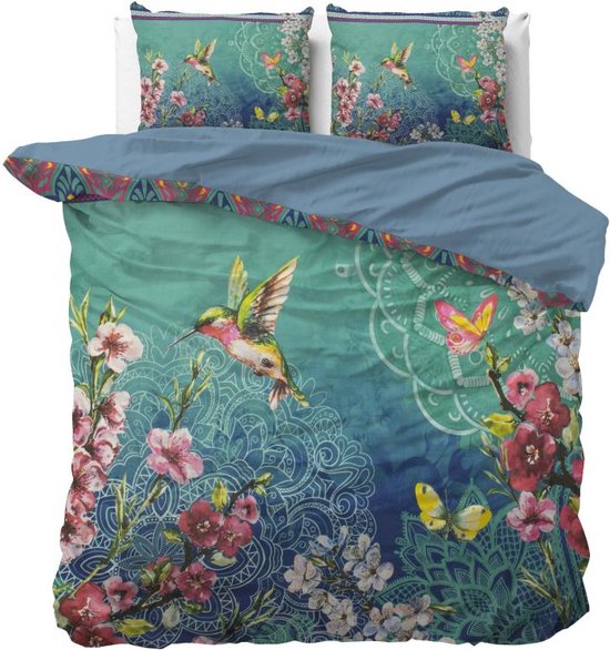 Sleeptime Brenda Dekbedovertrekset - Tweepersoons - 200x200/220 + 2 kussenslopen 60x70 - Blauw van Sleeptime