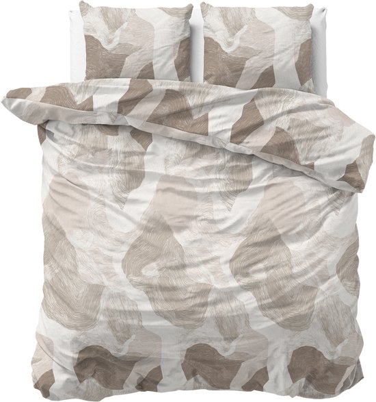 Sleeptime Dekbedovertrek Echo – 100% Katoen – Zandkleur – Ademend & Comfortabel – 240x220 – Beige