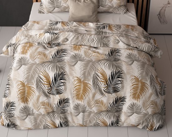 Sleeptime Feather District Dekbedovertrek - 140X200/220 + 1 x kussensloop 60x70 - Zand van Merkloos