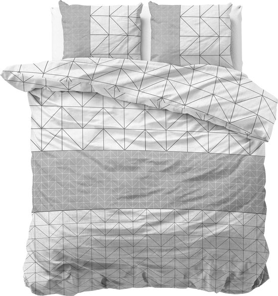 Sleeptime Flanel Gino Dekbedovertrekset - Lits-Jumeaux - 240 x 200/220 + 2 kussenslopen 60x70 - Grijs van Sleeptime