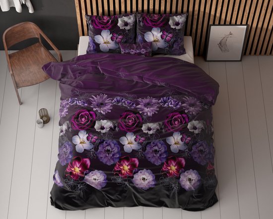 Sleeptime Magic Flower Dekbedovertrek - 200 x 200/220 + 2 60 x 70 cm kussenslopen - Paars van Merkloos