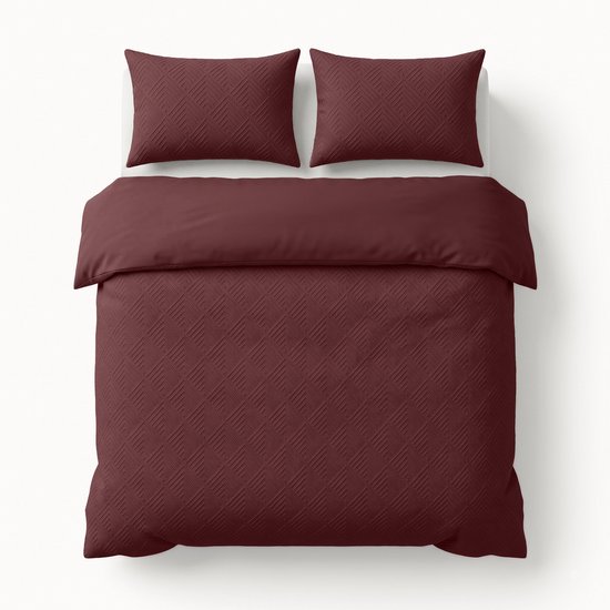 Sleeptime Modern Geo 3D Dekbedovertrek – 200x200/220 cm – Bordeaux
