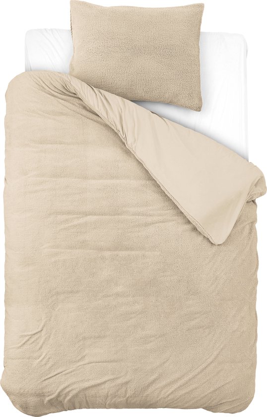 Sleeptime Teddy Dekbedovertrek - 140x200/220 + 1 kussenslopen 60x70 - Taupe - Eenpersoons van Sleeptime