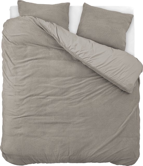 Sleeptime Teddy Dekbedovertrek - 200x200/220 + 2 kussenslopen 60x70 - Kaki - Tweepersoons van Merkloos